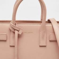 Pre Owned Saint Laurent Light Pink Leather Nano Classic Sac De Jour Tote