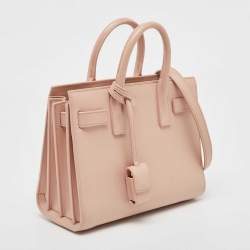 Pre Owned Saint Laurent Light Pink Leather Nano Classic Sac De Jour Tote
