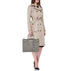 Pre Owned Saint Laurent Grey Leather Small Classic Sac De Jour Tote