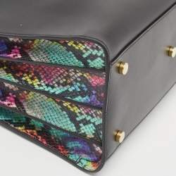 Saint Laurent Multicolor Python and Leather Small Classic Sac De Jour Tote