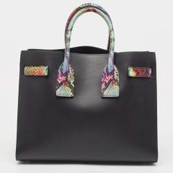 Saint Laurent Multicolor Python and Leather Small Classic Sac De Jour Tote