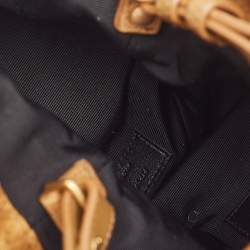 Pre Owned Saint Laurent Brown Suede and Leather Tassle Fringe Bucket Bag