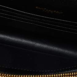 Saint Laurent Black Matelasse Leather Monogram Envelope Wallet on Chain
