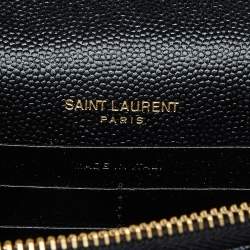 Saint Laurent Black Matelasse Leather Monogram Envelope Wallet on Chain