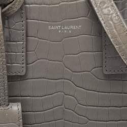 Saint Laurent Grey Croc Embossed Leather Nano Classic Sac De Jour Tote