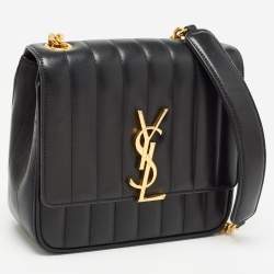 Saint Laurent Black Quilted Leather Medium Vicky Shoulder Bag