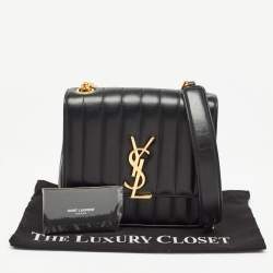 Saint Laurent Black Quilted Leather Medium Vicky Shoulder Bag