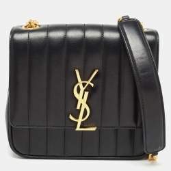 Saint Laurent Black Quilted Leather Medium Vicky Shoulder Bag