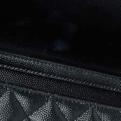 Saint Laurent Black Mix Matelassé Leather Monogram Envelope Wallet on Chain