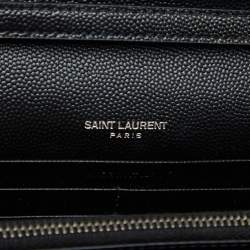 Saint Laurent Black Mix Matelassé Leather Monogram Envelope Wallet on Chain