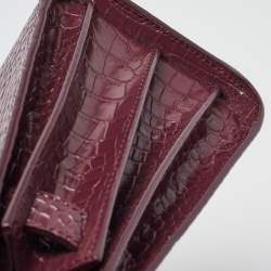 Pre Owned Saint Laurent Burgundy Croc Embossed Leather Nano Classic Sac De Jour Tote