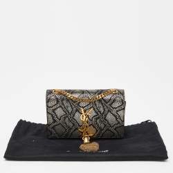 Saint Laurent Black/Gold Python Embossed Leather Small Kate Wallet on Chain