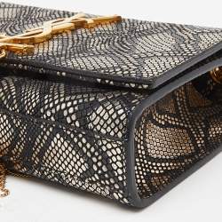 Saint Laurent Black/Gold Python Embossed Leather Small Kate Wallet on Chain