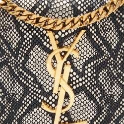 Saint Laurent Black/Gold Python Embossed Leather Small Kate Wallet on Chain