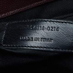 Pre Owned Saint Laurent Burgundy Matelassé Leather Large Monogram Envelope Shoulder Bag