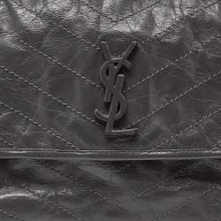 Saint Laurent Grey Crinkled Leather Medium Niki Shoulder Bag