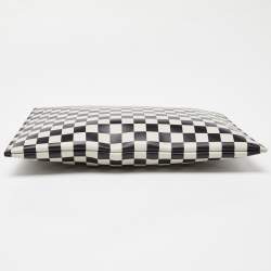 Saint Laurent Black/White Checkered Print Leather Clutch