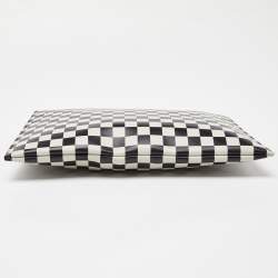 Pre Owned Saint Laurent Black/White Checkered Print Leather Clutch