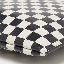 Pre Owned Saint Laurent Black/White Checkered Print Leather Clutch