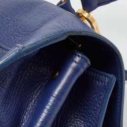 Pre Owned Saint Laurent Indigo Blue Leather Medium Muse Two Bag