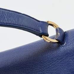 Pre Owned Saint Laurent Indigo Blue Leather Medium Muse Two Bag