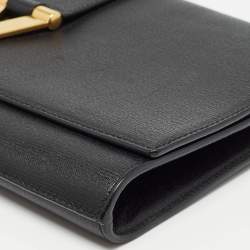 Pre Owned Saint Laurent Black Leather Y-Ligne Clutch