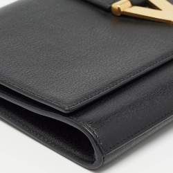Pre Owned Saint Laurent Black Leather Y-Ligne Clutch