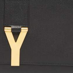 Pre Owned Saint Laurent Black Leather Y-Ligne Clutch