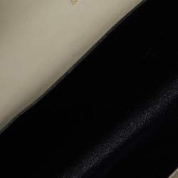 Pre Owned Saint Laurent Cream Croc Embossed Leather Uptown Wallet on Chain