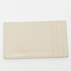 Pre Owned Saint Laurent Cream Croc Embossed Leather Uptown Wallet on Chain