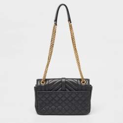 Saint Laurent Black Mix Matelasse Leather Medium Envelope Chain Bag