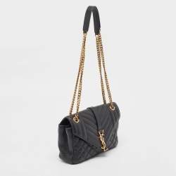 Saint Laurent Black Mix Matelasse Leather Medium Envelope Chain Bag