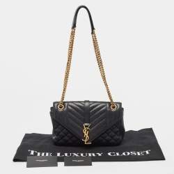 Saint Laurent Black Mix Matelasse Leather Medium Envelope Chain Bag