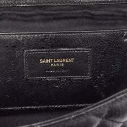 Saint Laurent Black Mix Matelasse Leather Medium Envelope Chain Bag