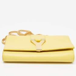 Pre Owned Saint Laurent Yellow Leather Mini Chyc Crossbody Bag