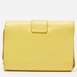 Pre Owned Saint Laurent Yellow Leather Mini Chyc Crossbody Bag