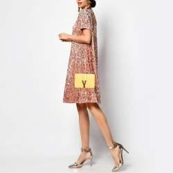 Pre Owned Saint Laurent Yellow Leather Mini Chyc Crossbody Bag