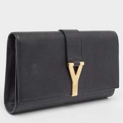 Saint Laurent Black Leather Y Line Clutch