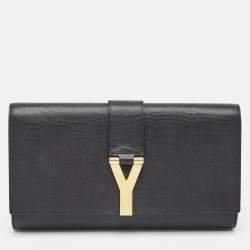 Saint Laurent Black Leather Y Line Clutch