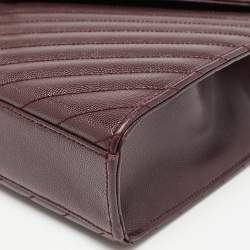 Saint Laurent Burgundy Matelasse Leather Large Monogram Envelope Shoulder Bag