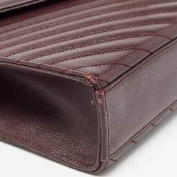 Saint Laurent Burgundy Matelasse Leather Large Monogram Envelope Shoulder Bag