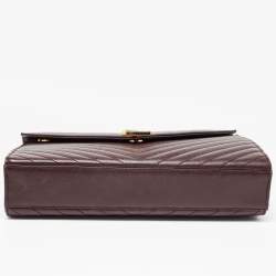 Saint Laurent Burgundy Matelasse Leather Large Monogram Envelope Shoulder Bag