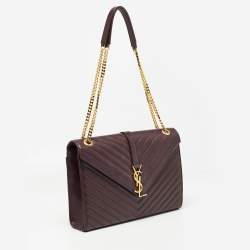 Saint Laurent Burgundy Matelasse Leather Large Monogram Envelope Shoulder Bag