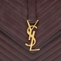 Saint Laurent Burgundy Matelasse Leather Large Monogram Envelope Shoulder Bag