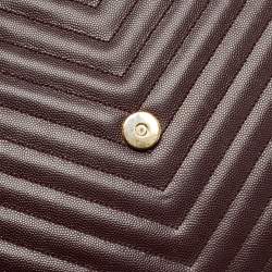Saint Laurent Burgundy Matelasse Leather Large Monogram Envelope Shoulder Bag