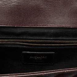 Saint Laurent Burgundy Matelasse Leather Large Monogram Envelope Shoulder Bag