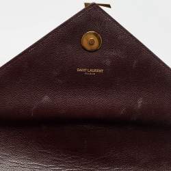 Saint Laurent Burgundy Matelasse Leather Large Monogram Envelope Shoulder Bag