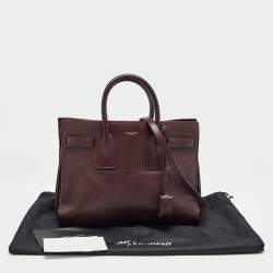 Pre Owned Saint Laurent Dark Burgundy Leather Small Classic Sac De Jour Tote