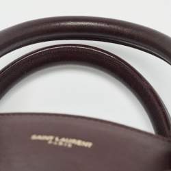 Pre Owned Saint Laurent Dark Burgundy Leather Small Classic Sac De Jour Tote