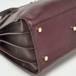 Pre Owned Saint Laurent Dark Burgundy Leather Small Classic Sac De Jour Tote